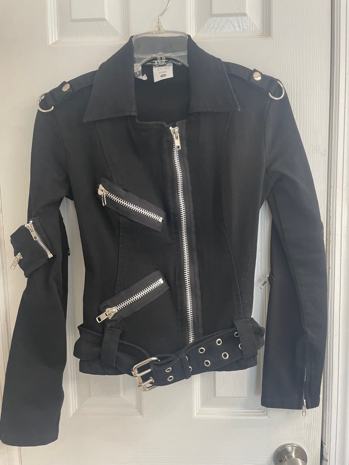 Vintage LIP SERVICE Womens Punk Rock Moto Zip Jacket Size Small!