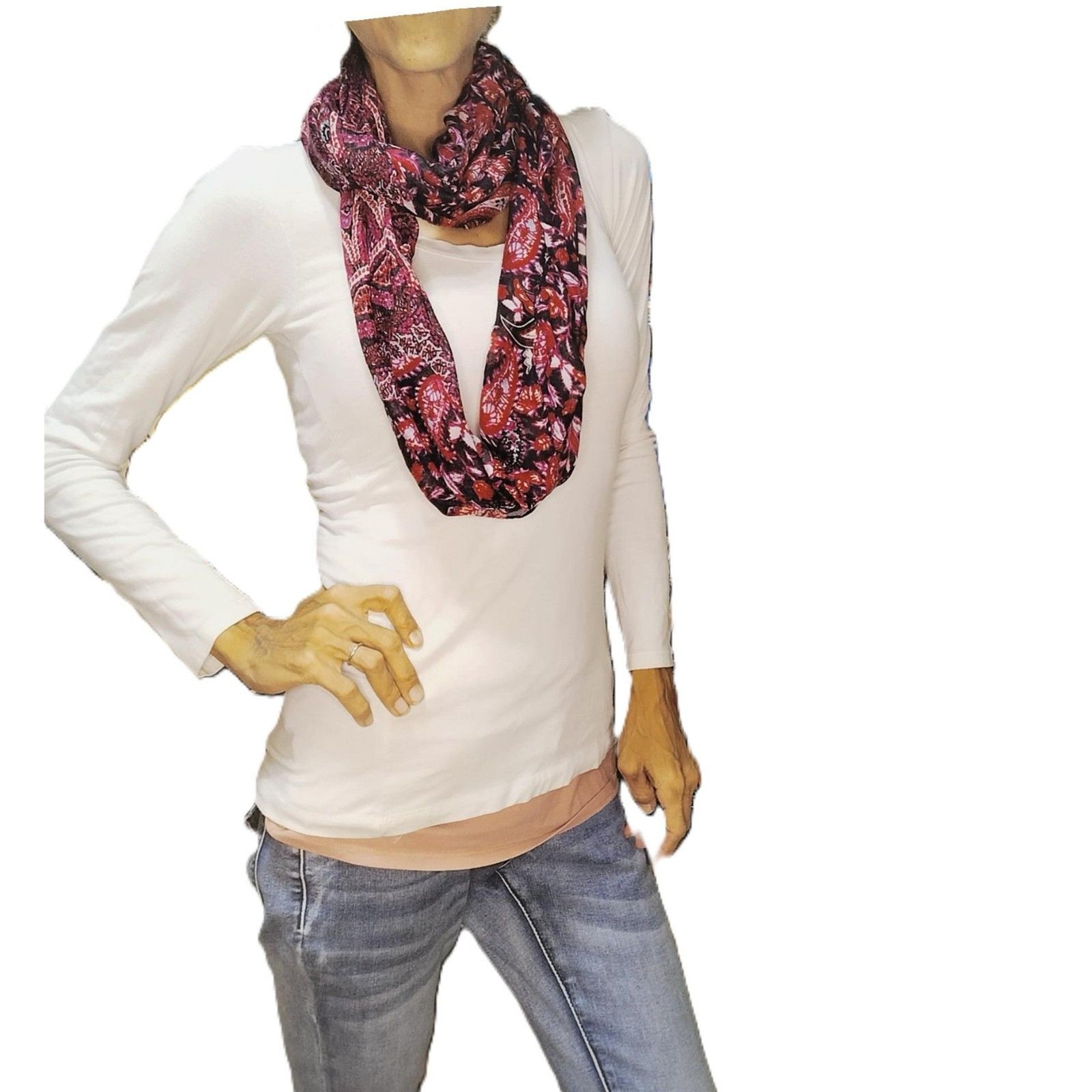 Black Red Berry Purple Paisley Infinity Scarf | Sheer Lightweight Loop Scarf