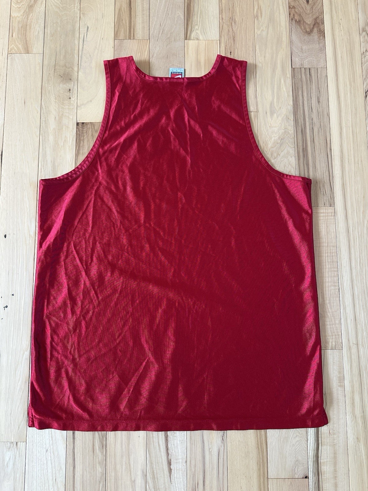 Men’s Vintage 90s Nike Dazzle Shiny Silky Tank Basketball Jersey Red XL