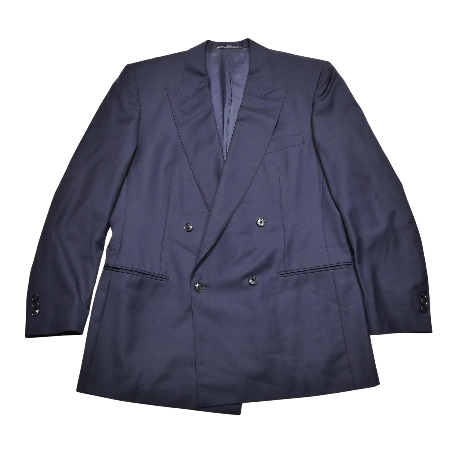 Ermenegildo Zegna Blazer Mens 52L Navy Double Breasted Super 100s Peak Lapels