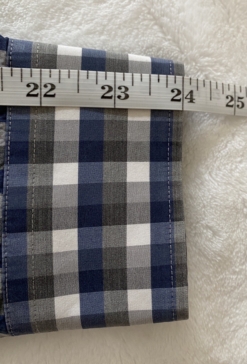 Todd Snyder NY Melange Yarns Gingham Check Shirt Blue Grey Mens Large 16.5 32/33