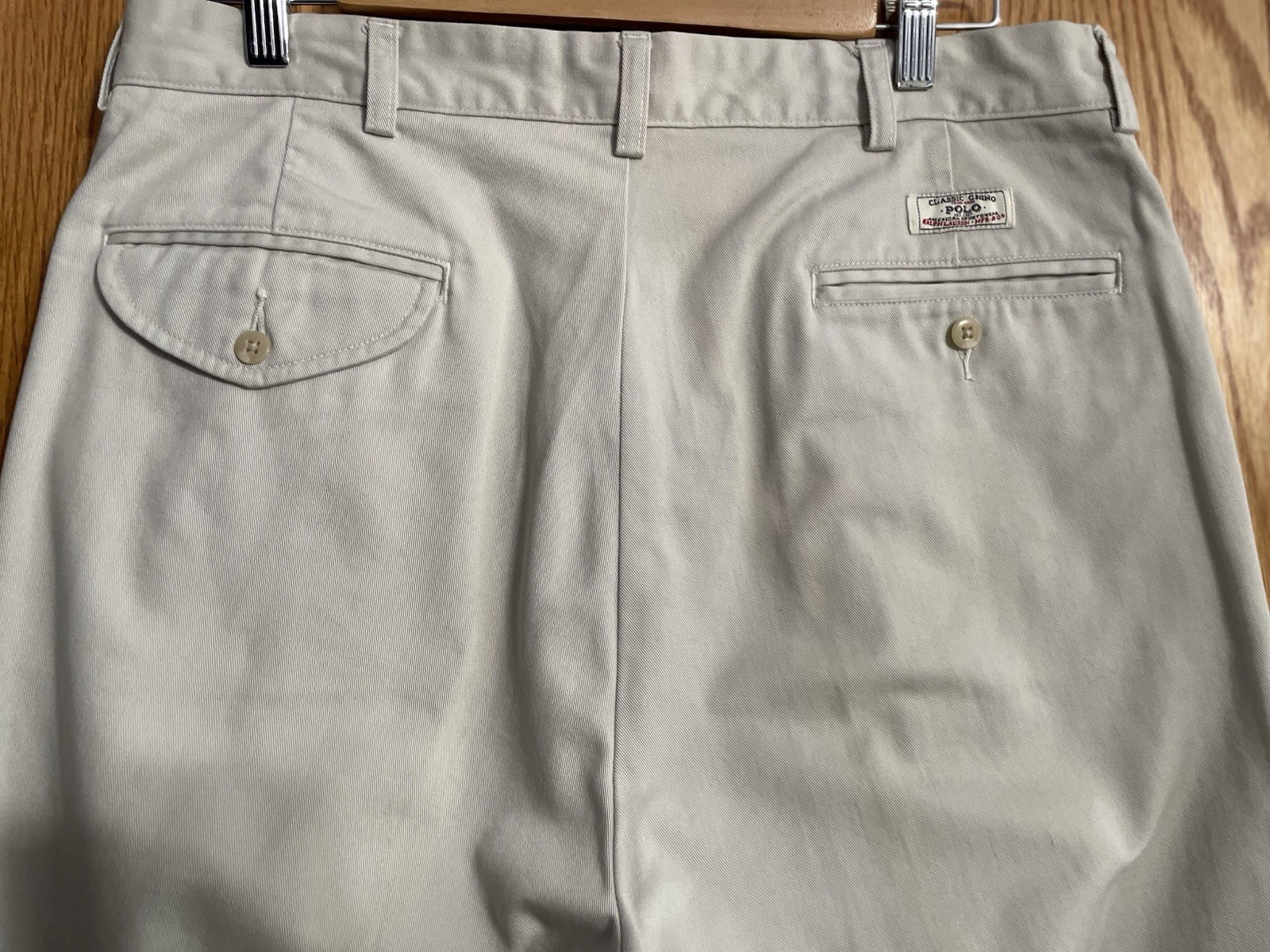 Polo by Ralph Lauren Classic Fit Beige Cotton Pleated Chino Pants 34W