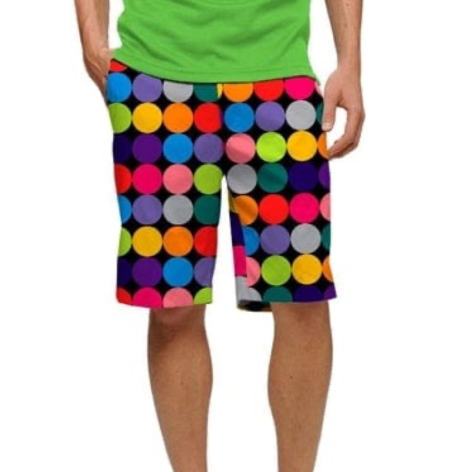 Loudmouth Golf Men’s Shorts Polka Dot Bright Bold Multicolor Sz 34
