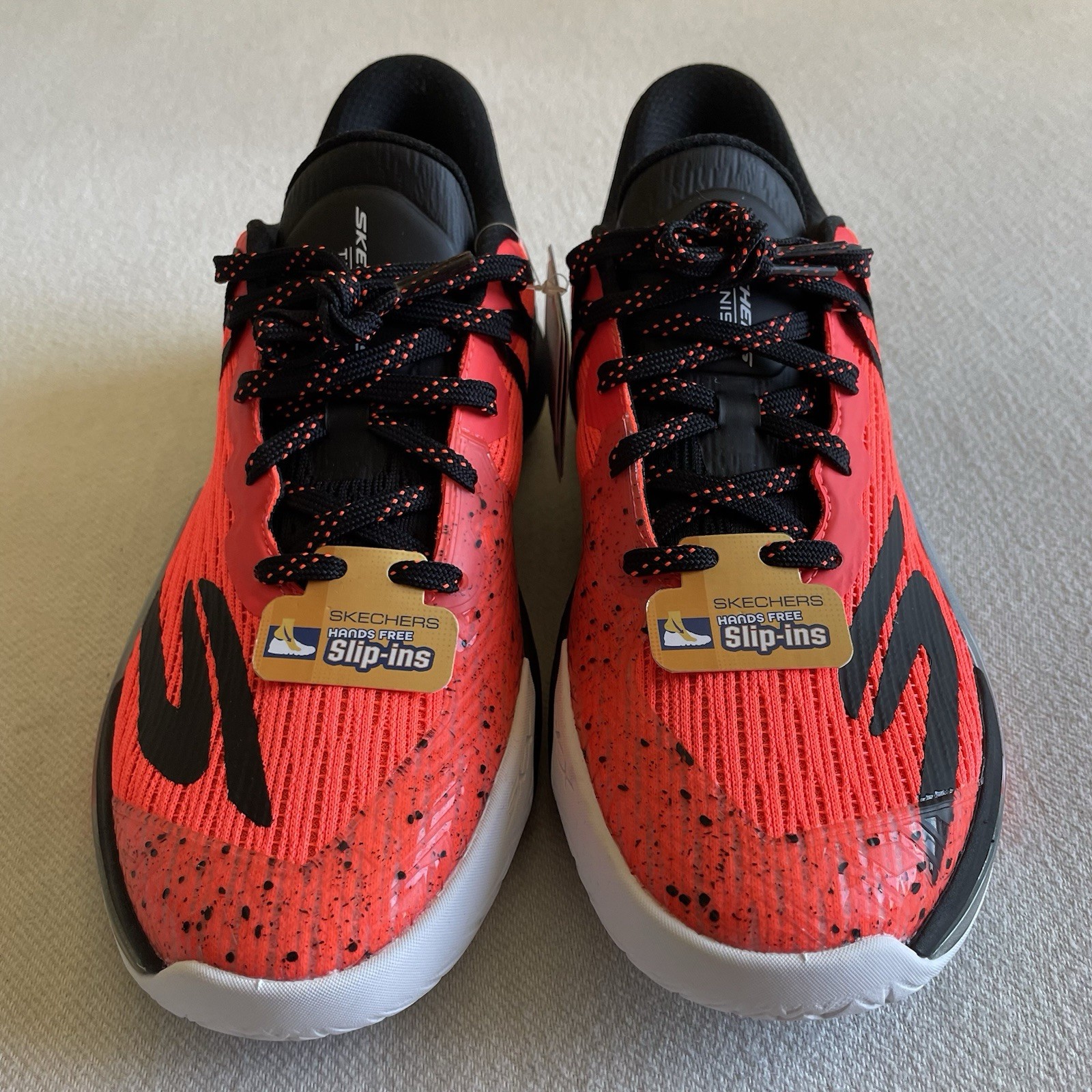 Skechers Slip In Men Size 8 Tennis Baseline Bully Pickleball Shoe Coral Black