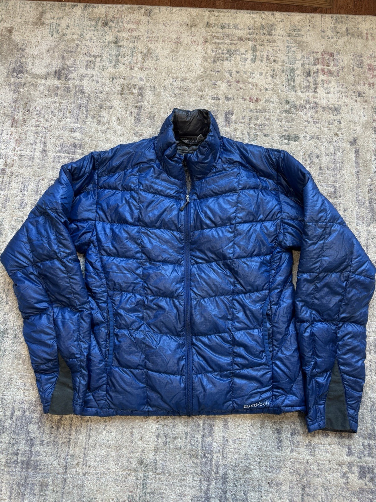 Montbell Down Puffer Jacket Mens Size Small Blue Ultralight Full Zip Outdoor