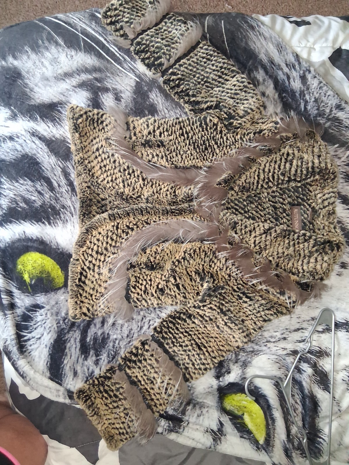 Real fur jacket, womens size small, rabbit body and lining fox trim.