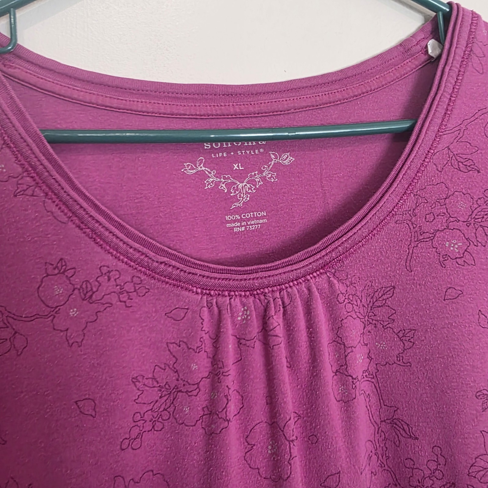 Sonoma Life + Style Women’s Pink Floral Knit Cotton Scoop Neck T-Shirt XL Summer