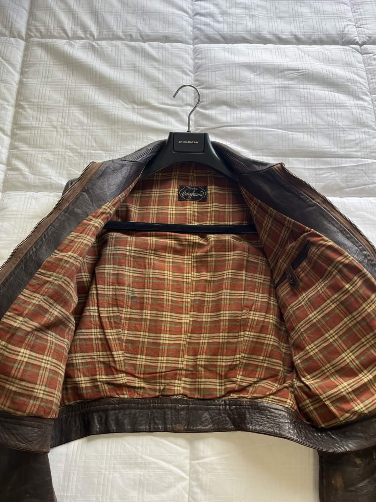 Vintage German 1940s Marke Bergfreund Horsehide Brown Leather Jacket Size ~36