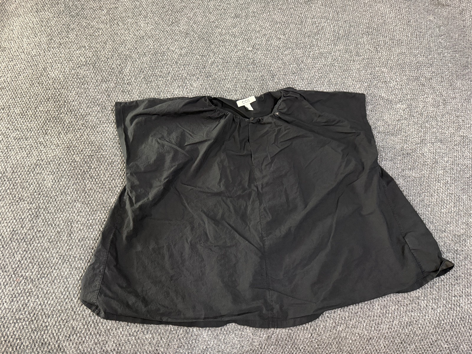 COS blouse womens 12 black gathered minimalist oversized top