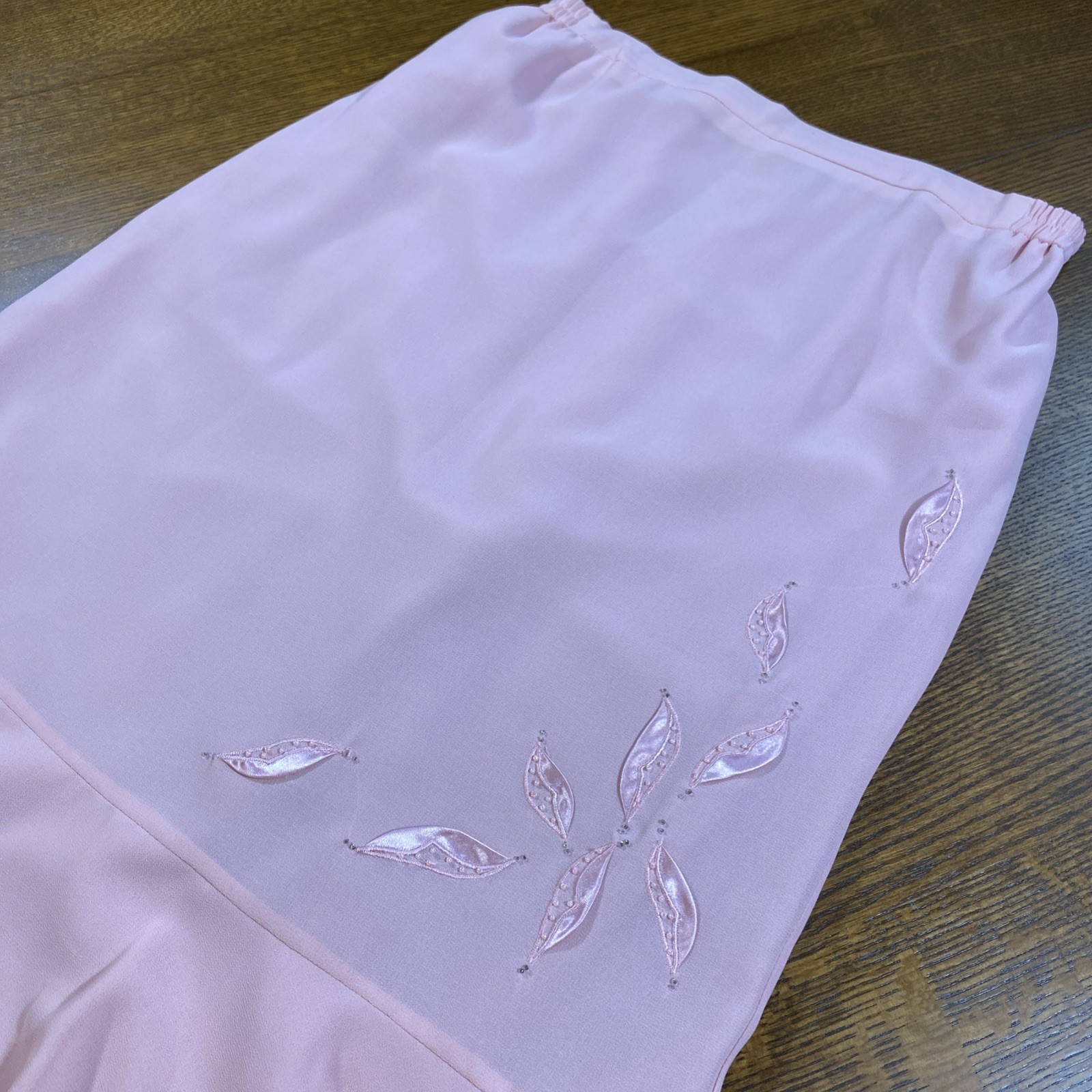 TALLY TAYLOR Vintage Pink Midi Skirt Beaded Embroidered Y2K Fairy Coquette Sz 12