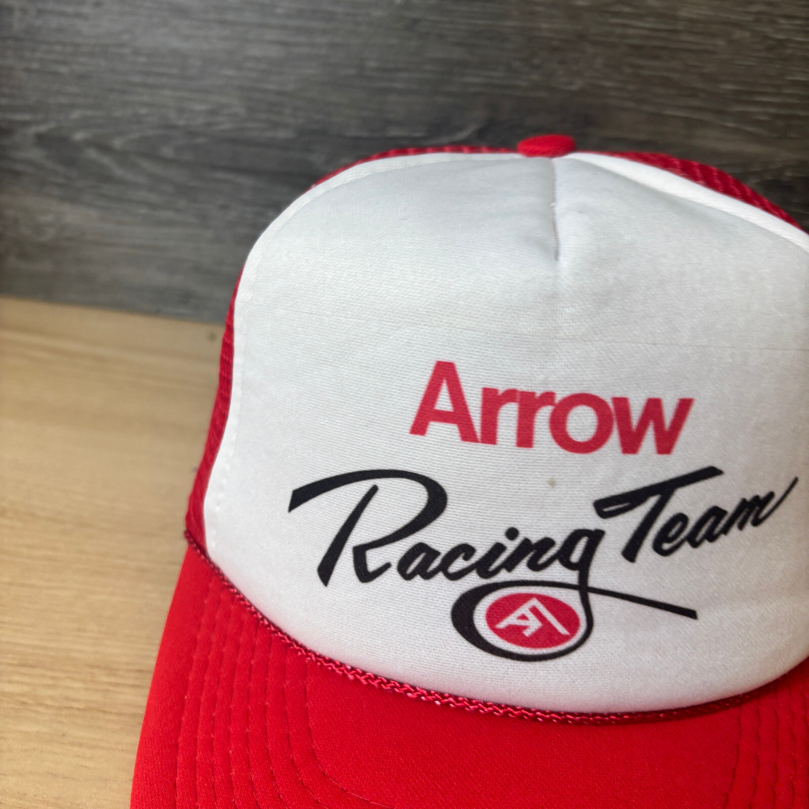 Vintage Arrow Racing Team Hat Cap Snapback Red Trucker 90s