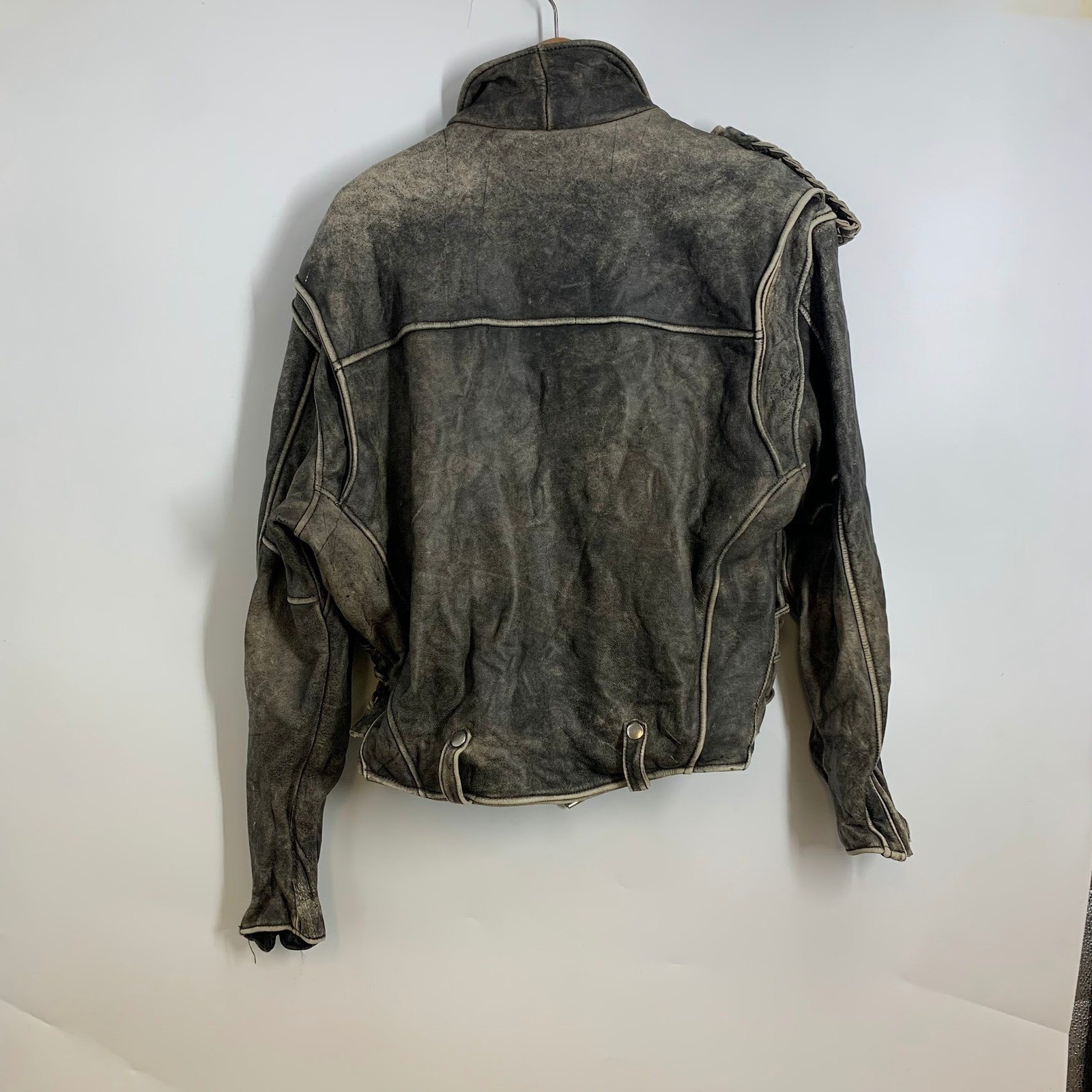 Vintage M.Julian Distressed Leather Motorcycle Jacket Moto Biker Style Size L