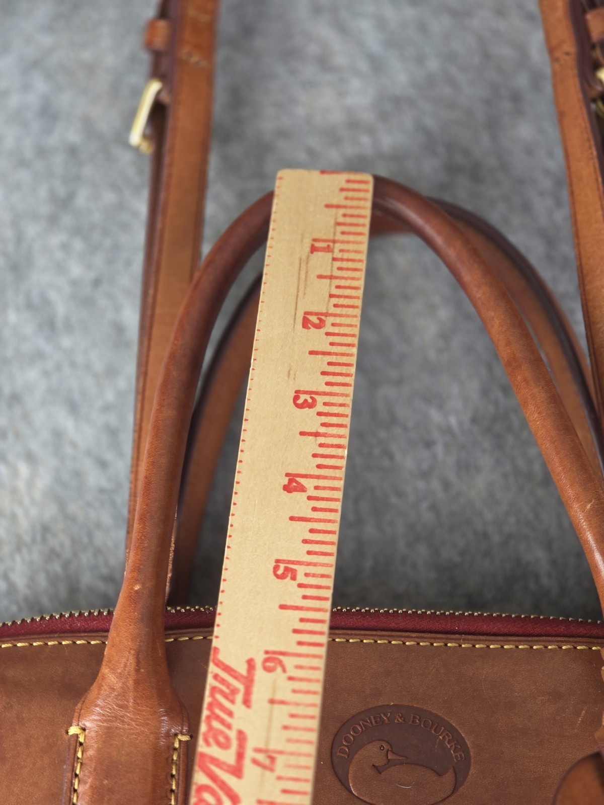 DOONEY & BOURKE Vintage All Weather Red Pebbled & Brown Leather Satchel Purse