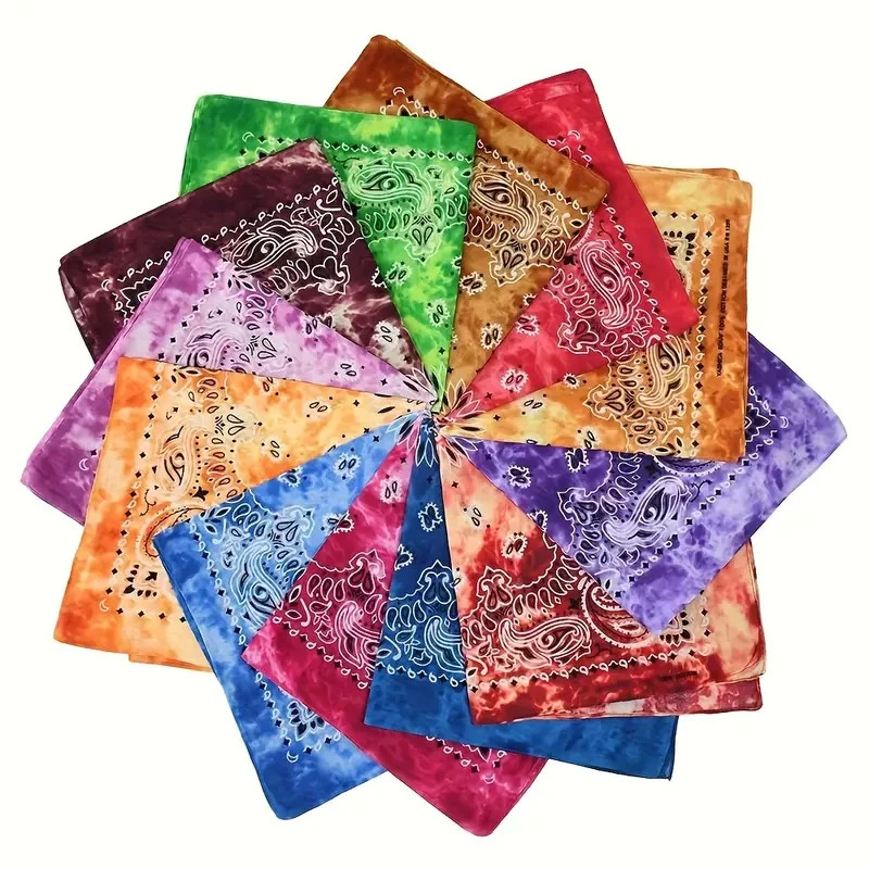 2/6/12 Pack Multi-Purpose Paisley Print Bandanas Head Wrap 100% Cotton 22×22