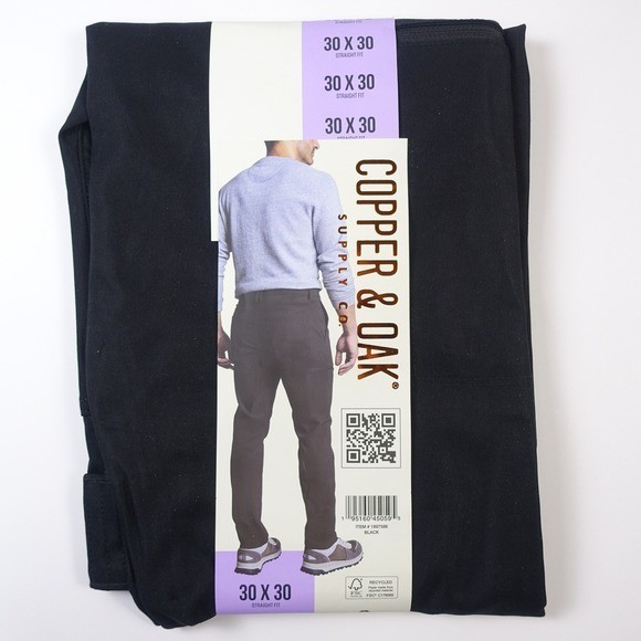 Copper and Oak Supply Co Utility Pants Men 30×30 Black Straight Fit Tech Stretch