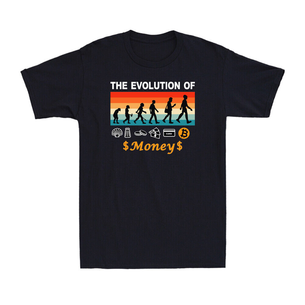 The Evolution Of Money Shirt Funny Cryptocurrency Meme Day Trading Men’s T-Shirt