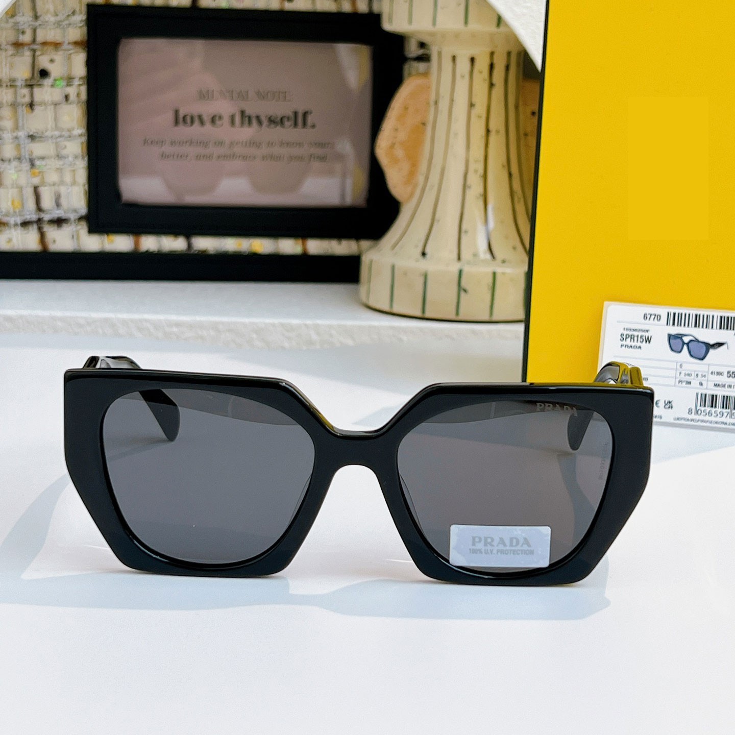Prada PR 15WS Sunglasses Authentic Unisex Black Oversized Square UV400 w/ Box