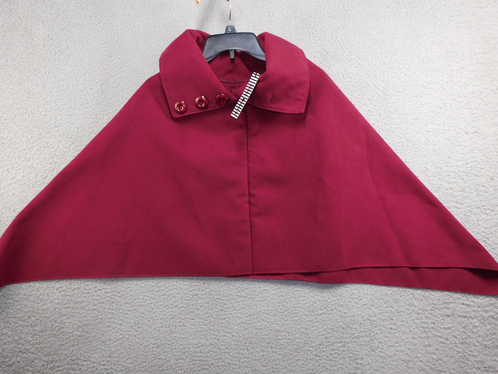 Haute Monde Womens Maroon Turn Down Collar Button Poncho Cape NWT Made in Italy