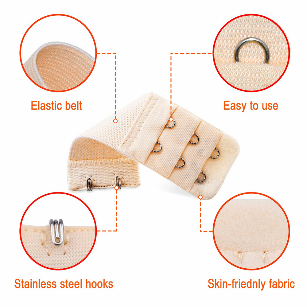 8x Lady Adjustable Bra Extenders 2 Hooks Elastic Underwear Strap Extension Belt