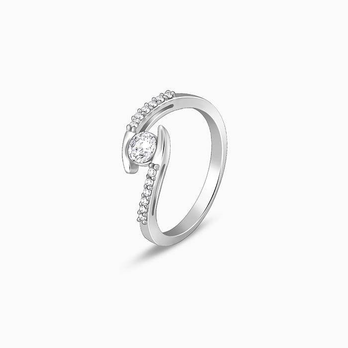 Round CZ Solitaire Ring 925 Sterling Silver Engagement Ring for Women US Size 6