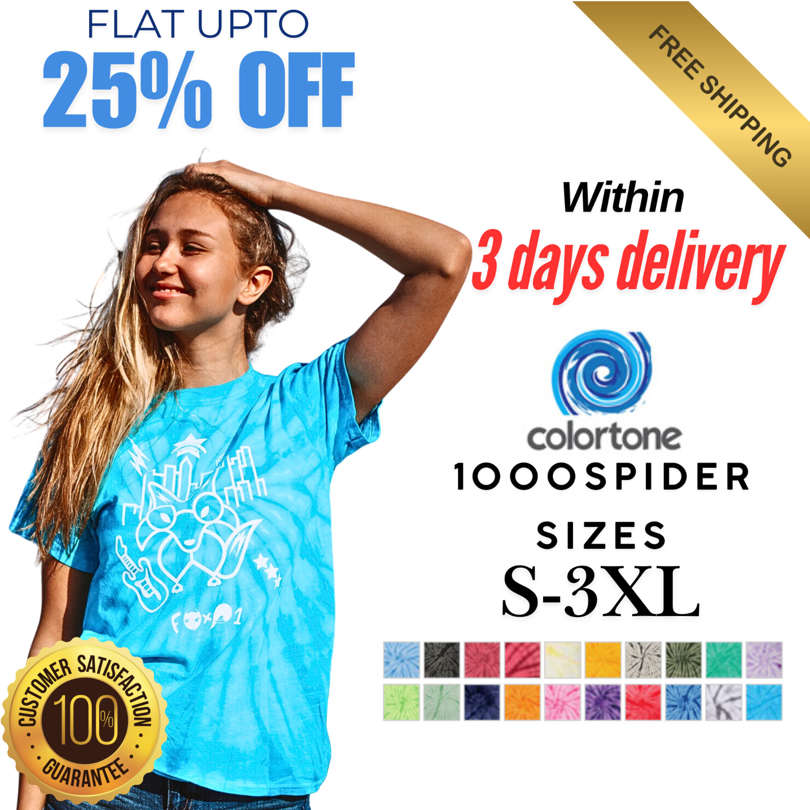 TD952 Colortone 1000SPIDER Adult Short Sleeve Spider Tie Dye Ultra Funky T-Shirt