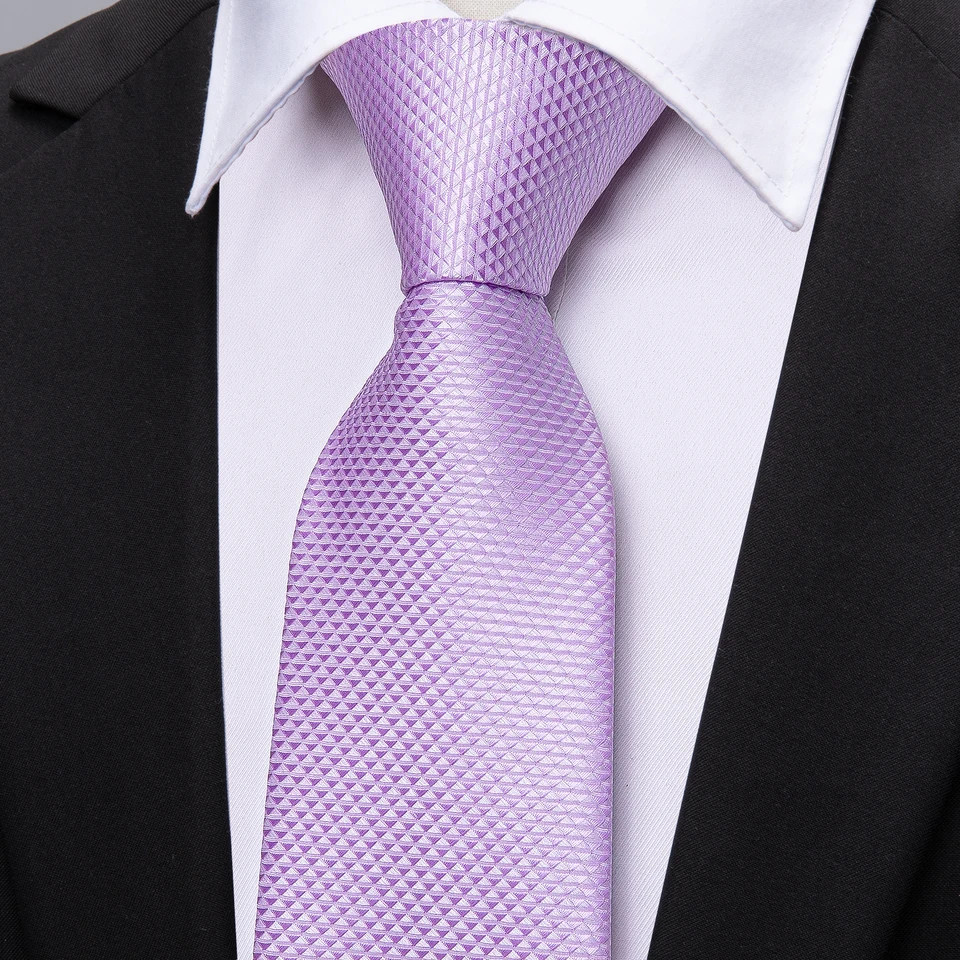 Silk Jacquard Tie Set Floral Violet Necktie Hanky Cufflinks Wedding Men’s Ties