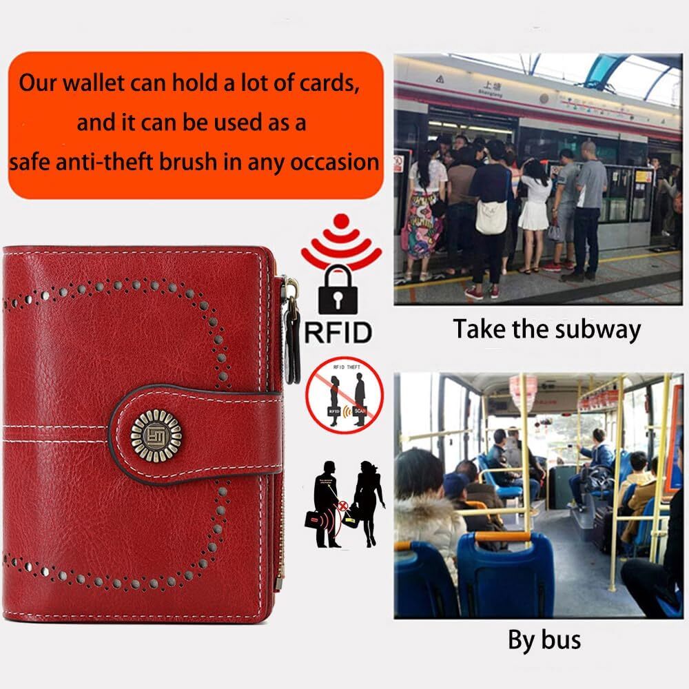 RFID Blocking Women Small Leather Wallet Credit Card Holder Mini Bifold Purse US