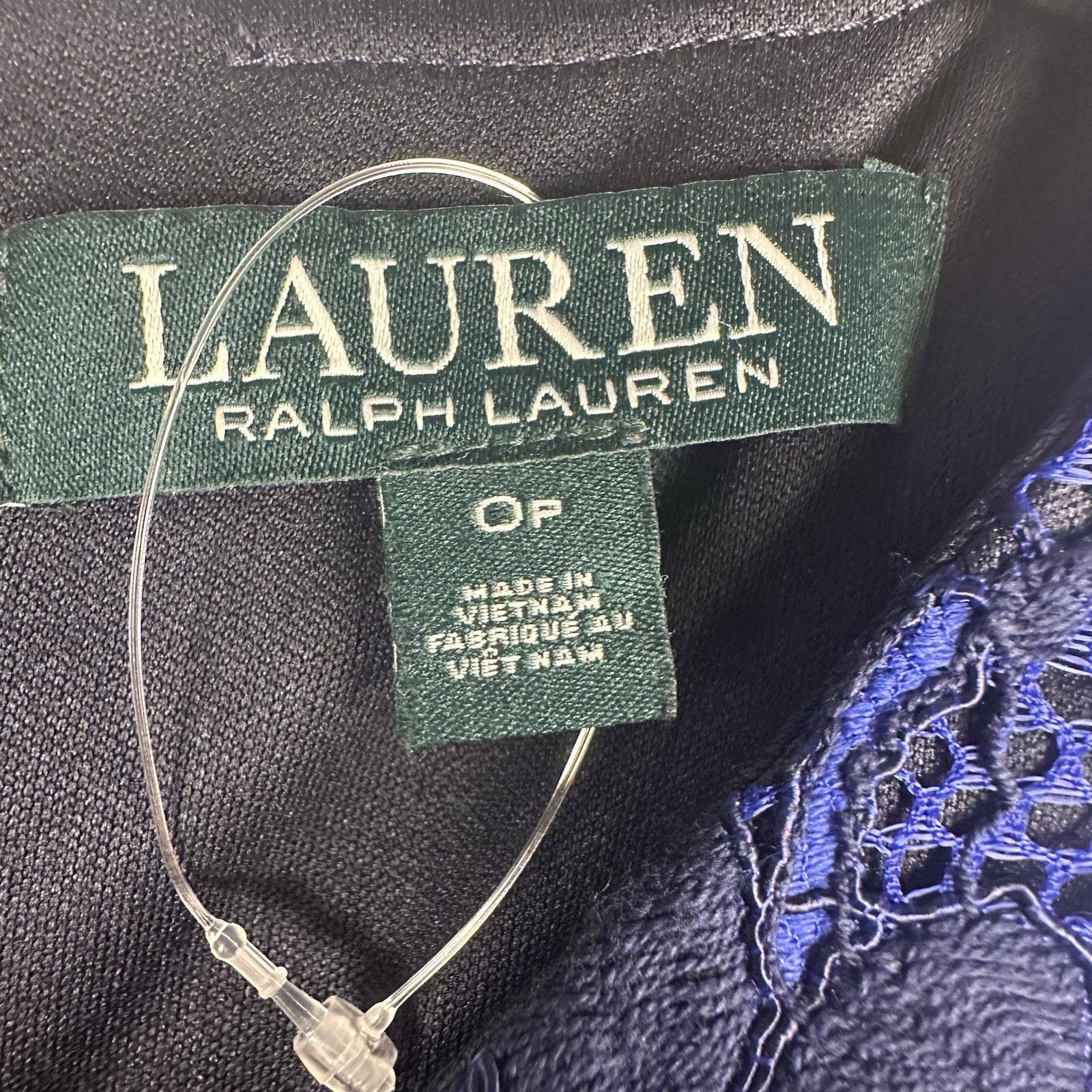 NWOT Ralph Lauren Lace Overlay Cocktail Dress Women’s Sz 0P Blue Black Wedding