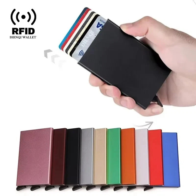 Rfid Smart Wallet Card Holder Metal Thin Slim Men Women Wallets Pop Up Minimalis