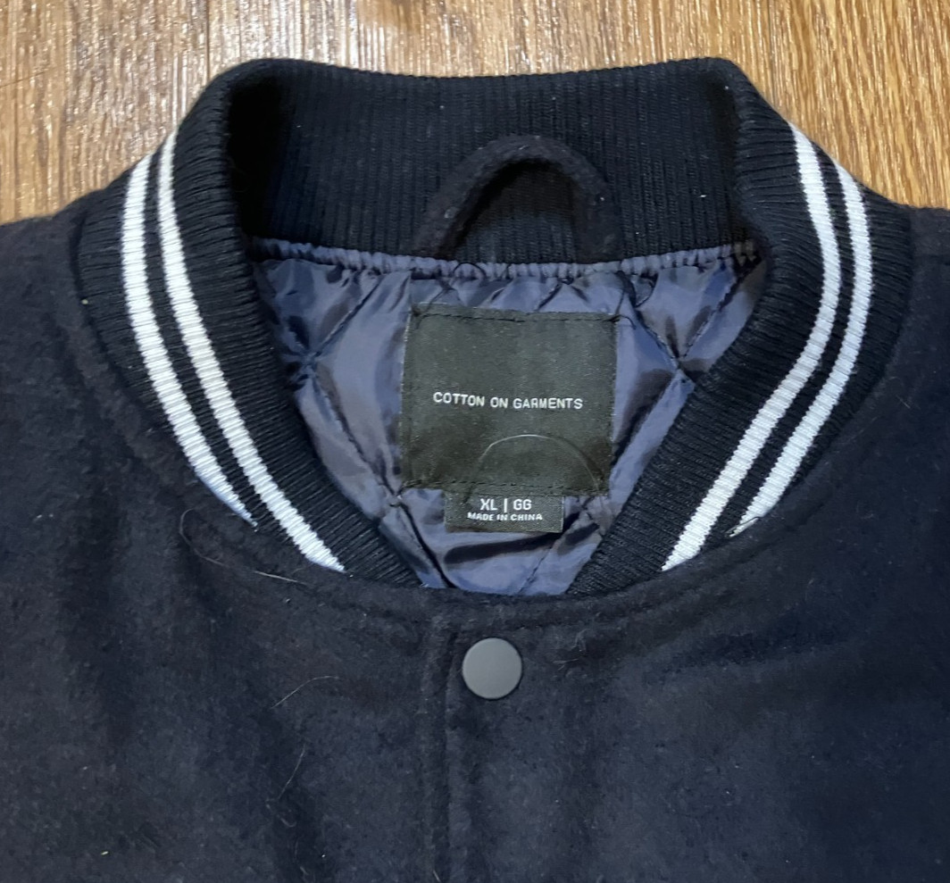 Classic Snap Button Varsity Jacket – Cotton on Garments – Blue/Gray XL – NWOT