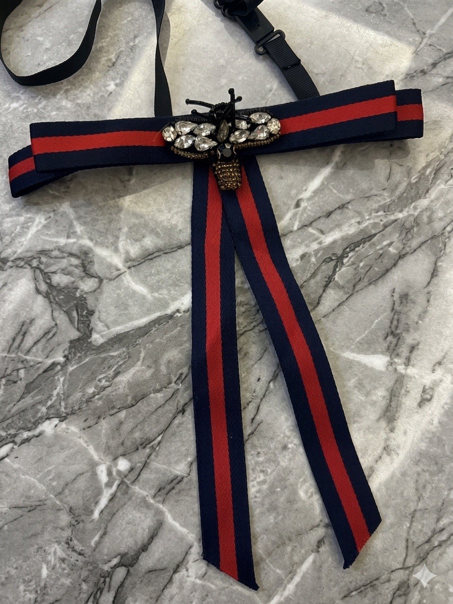 Navy Blue Grey Men’s Bow Tie Brooch Pin Rhinestone Crystal Tassel Wedding Groom