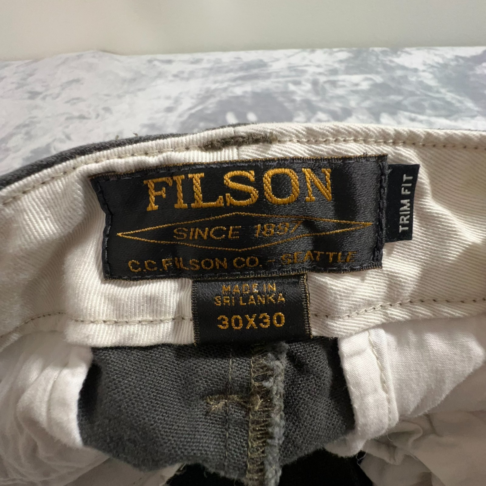 Filson Draftsman Canvas Pants Mens 30×30 Charcoal Gray Work Chinos Straight