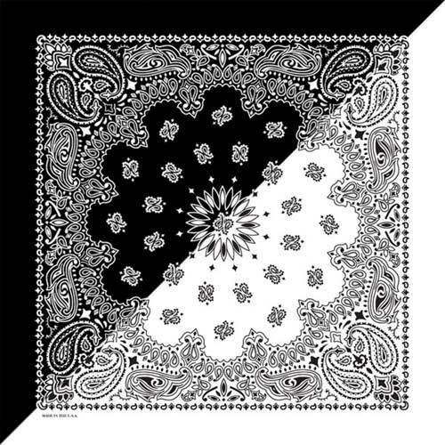 Carolina Creative Bandanna (White/Black) Paisley Print 22″ x 22″ Hav-A-Hank
