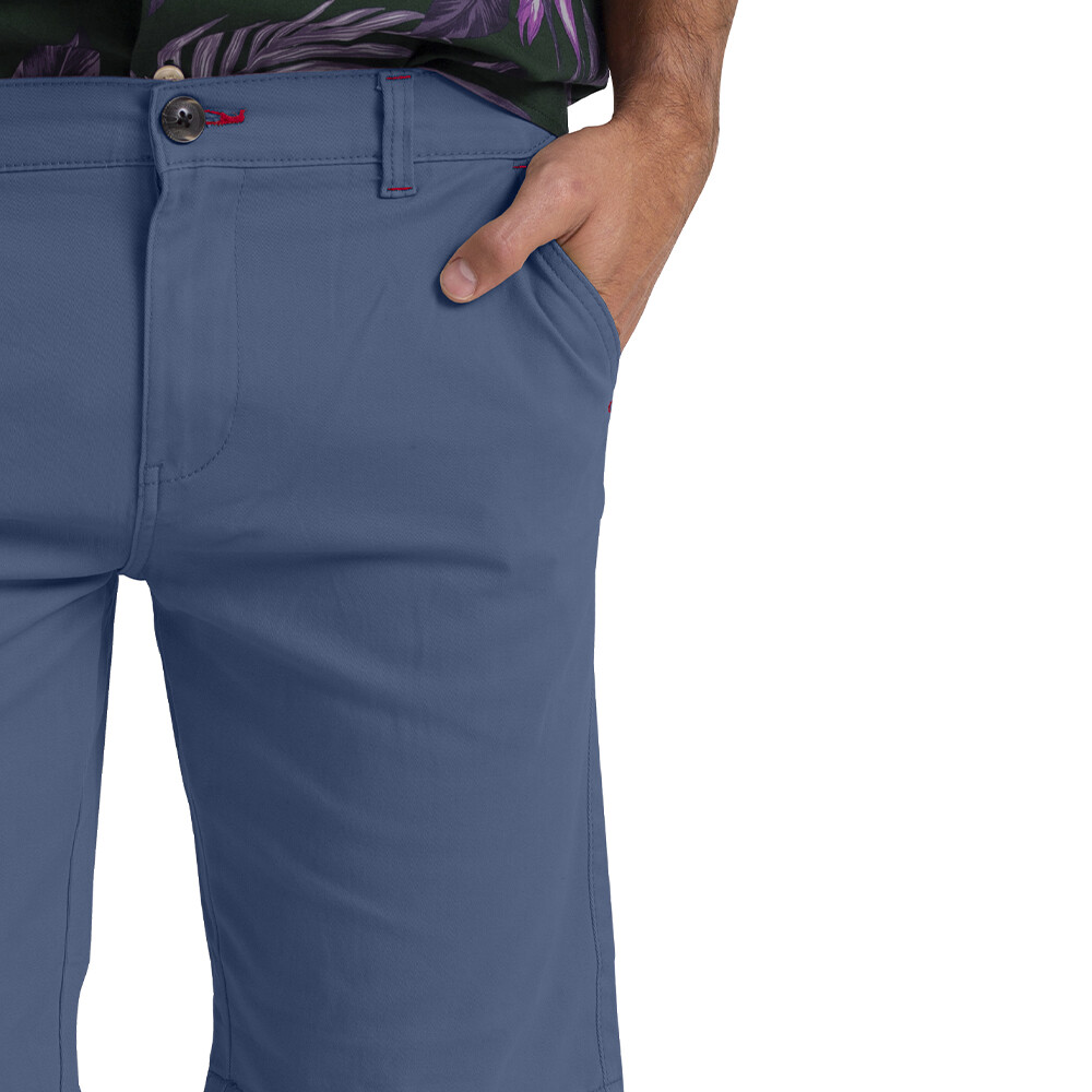 Mens Pale Blue Chino Shorts Stretch Cotton Slim Fit Casual Summer Half Pant