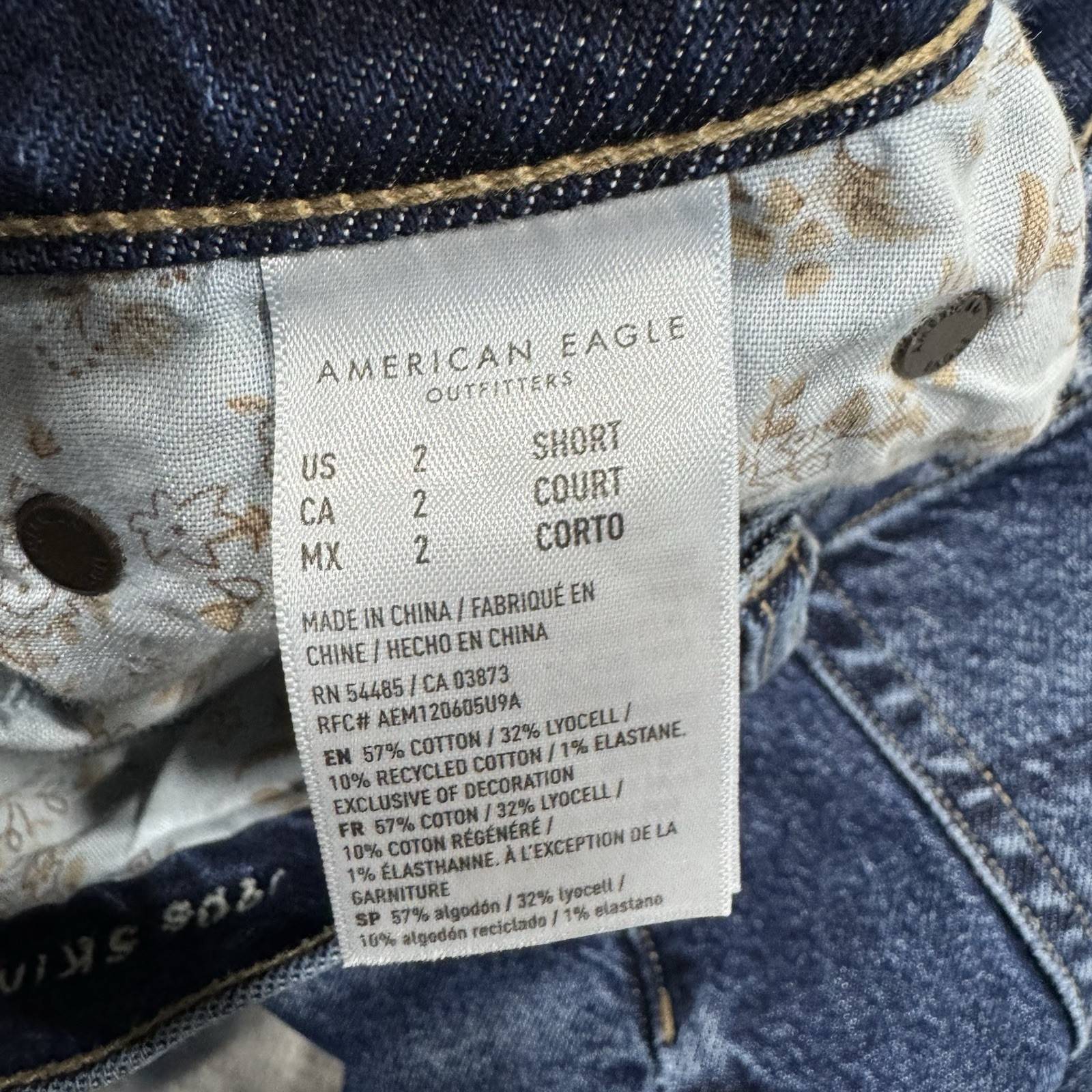 American Eagle Jeans Womens 2 Short Blue 90s Skinny Stretch Dark Wash Denim City