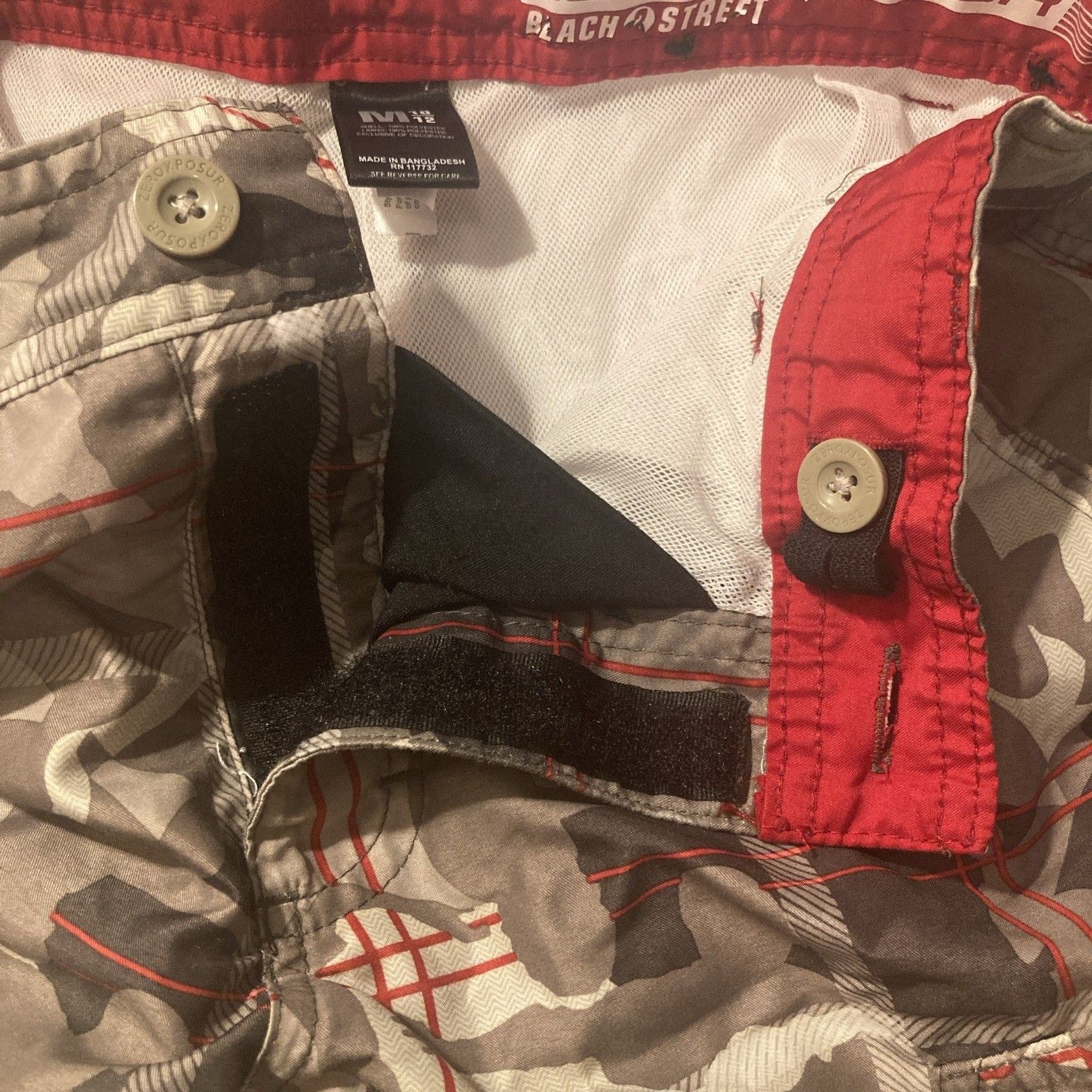Boys 10/12 Swim Trunks, Zero Exposure, Button& Hook Fly, Adjustable Waist, GUC