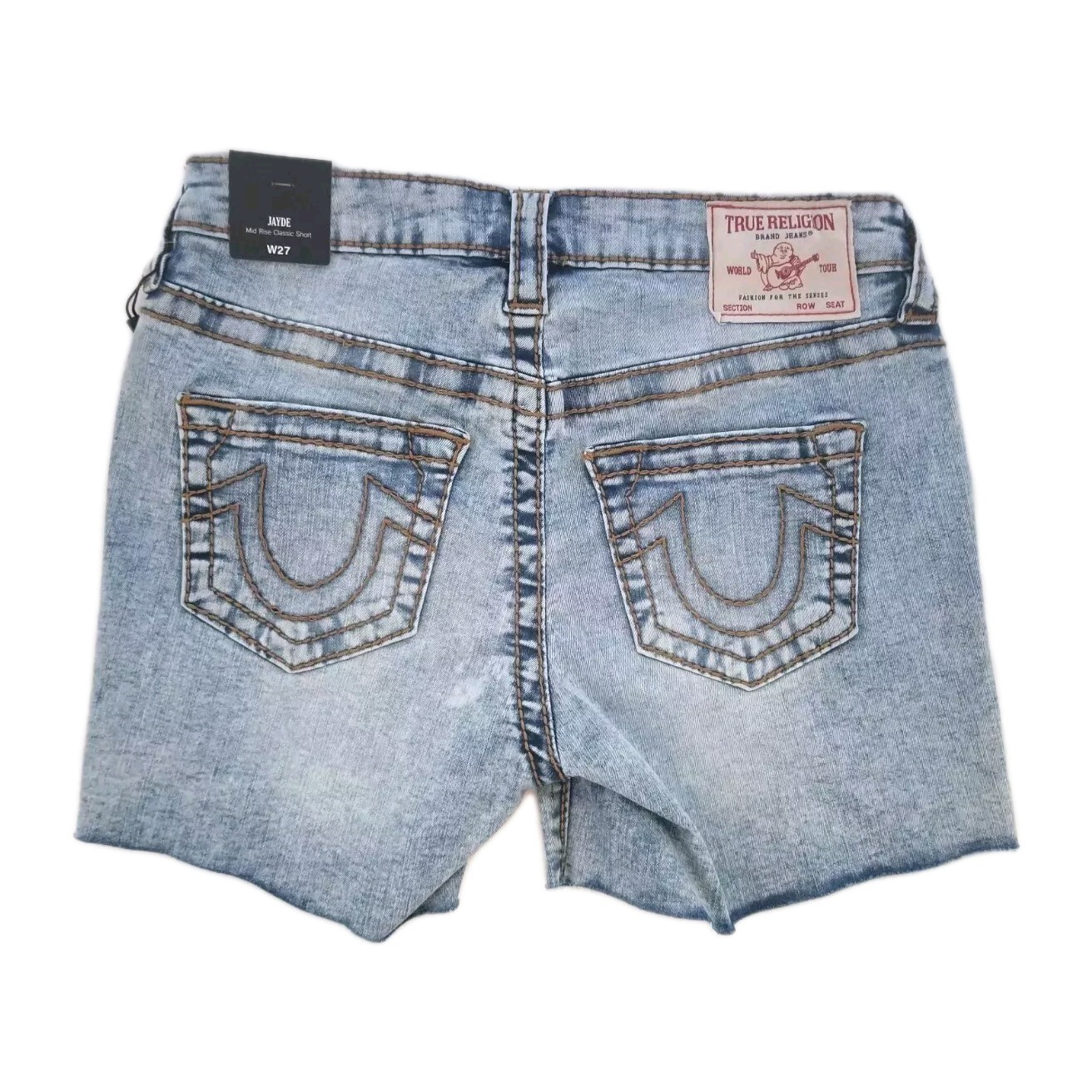 True Religion Jayde Light Wash Denim Mid Rise Classic Shorts Size 27 $159