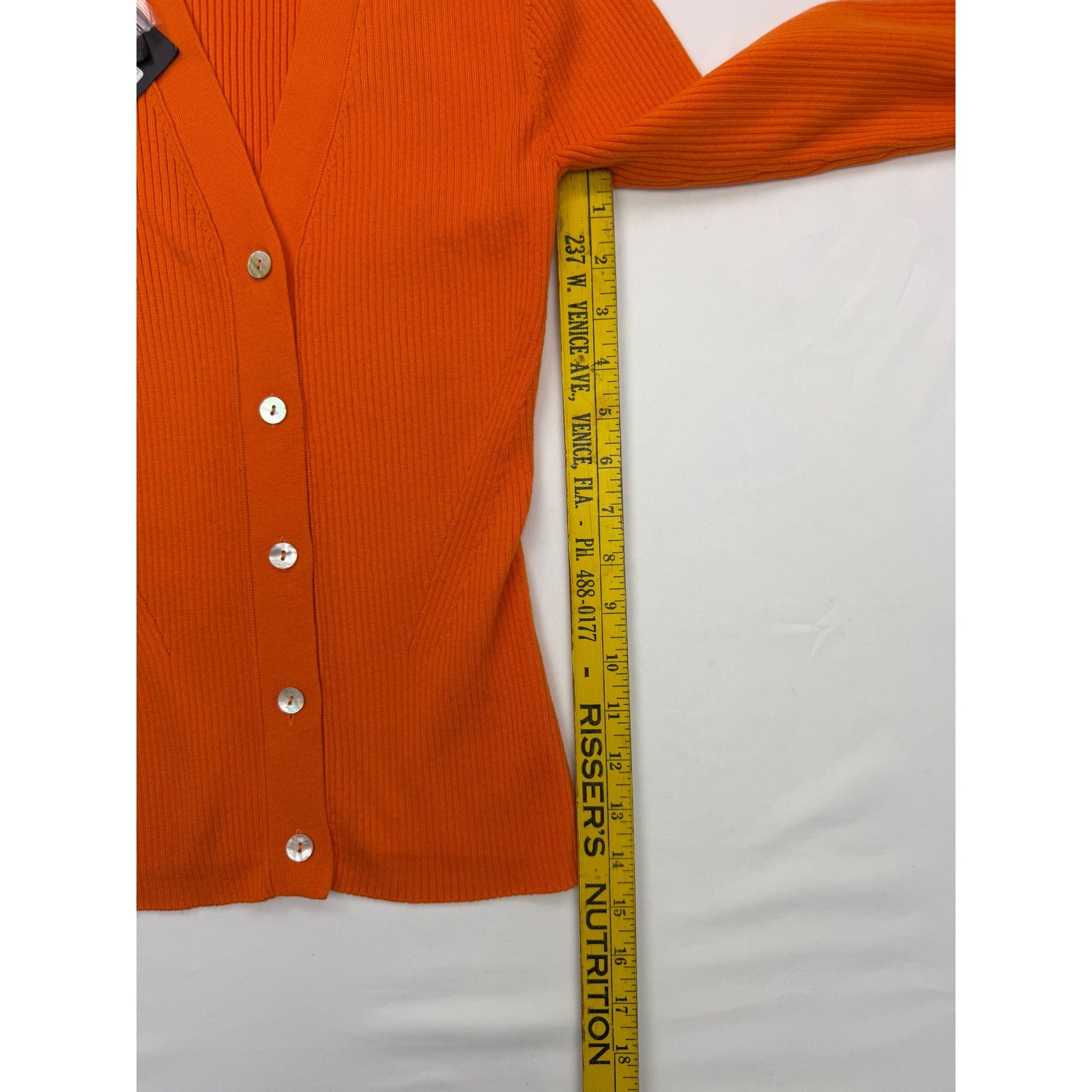 Rails Orange Ribbed Knit V-Neck Button Front Cardigan Sweater Small NWT