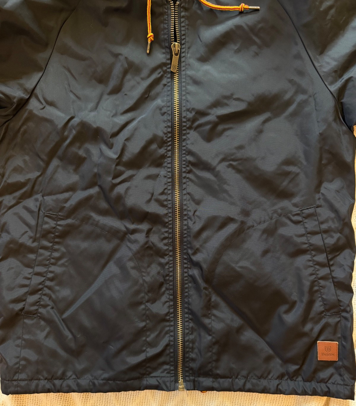 Brixton Men’s Claxton Nylon Windbreaker Jacket Black Hooded Size M