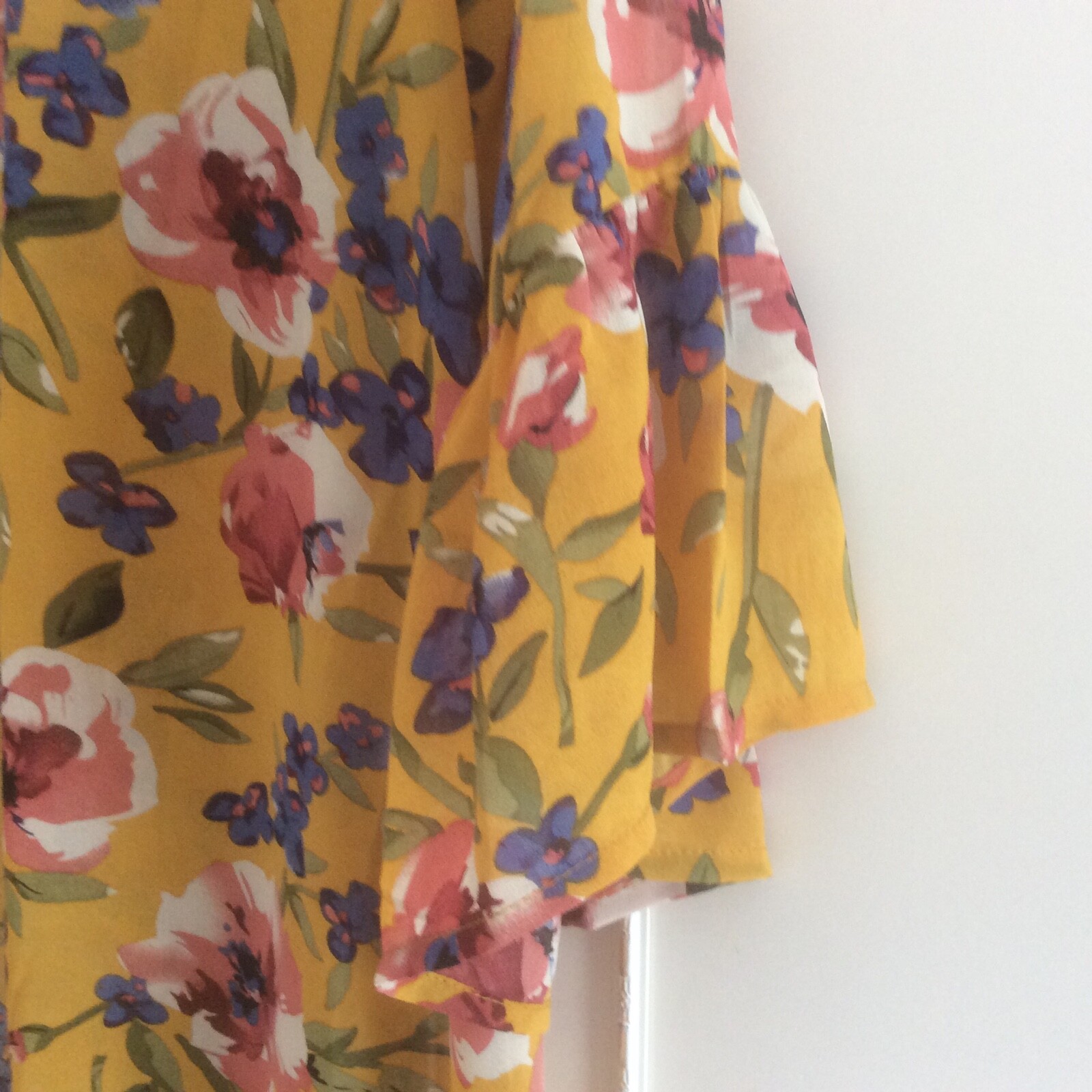 Shein Mustard Yellow Multi Floral Print Long Sleeve Open Jacket M