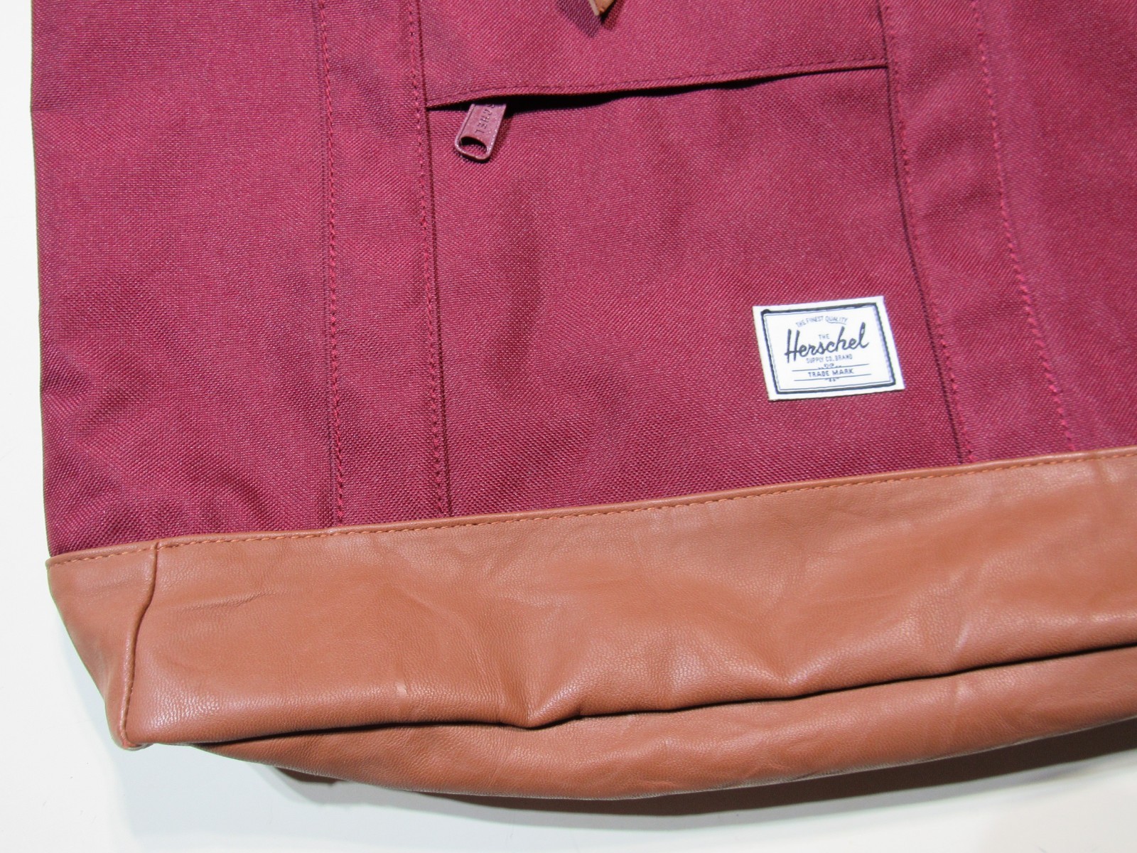 Herschel Supply Co. Tote Double Strap Bag Canvas Leather Vacation Burgandy 14×12