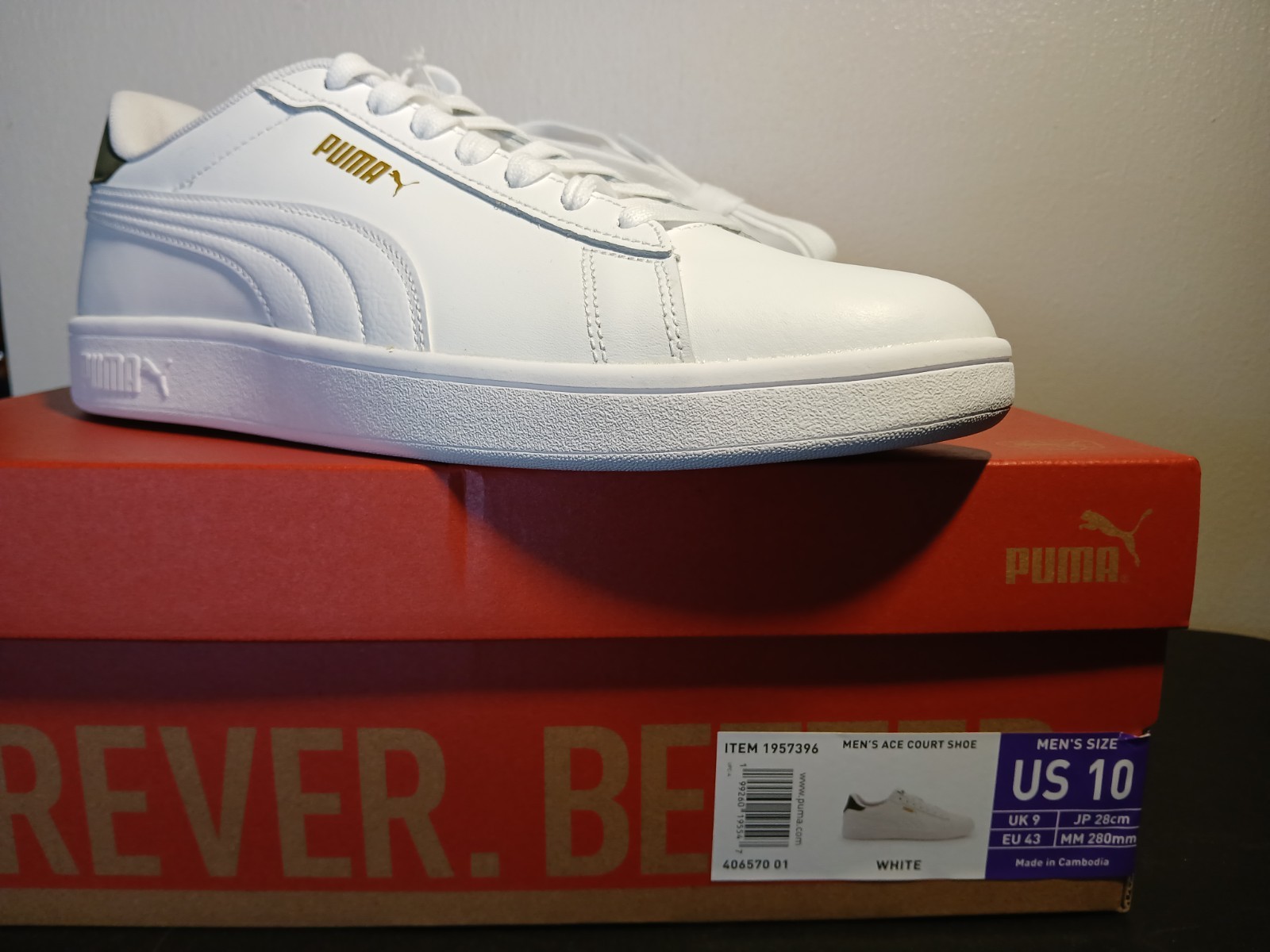 NEW w/BOX! PUMA ACE COURT SNEAKERS ~~ MEN’S SZ US 10/ UK 9 * * FREE SHIPPING