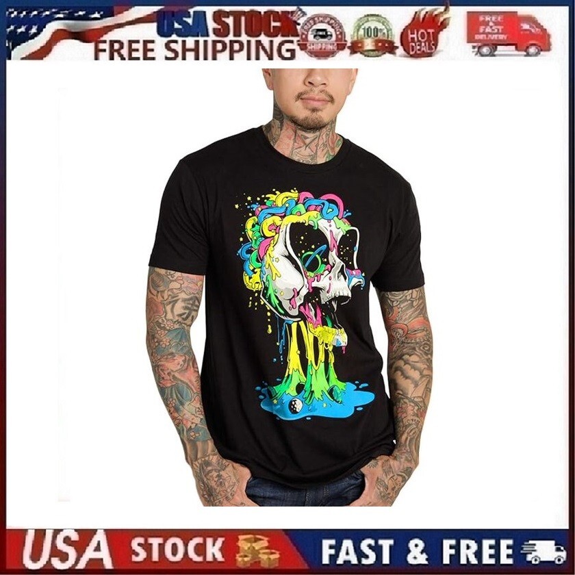 INTO THE AM Skeleton Skull BRAIN INVADER T-shirt. Medium