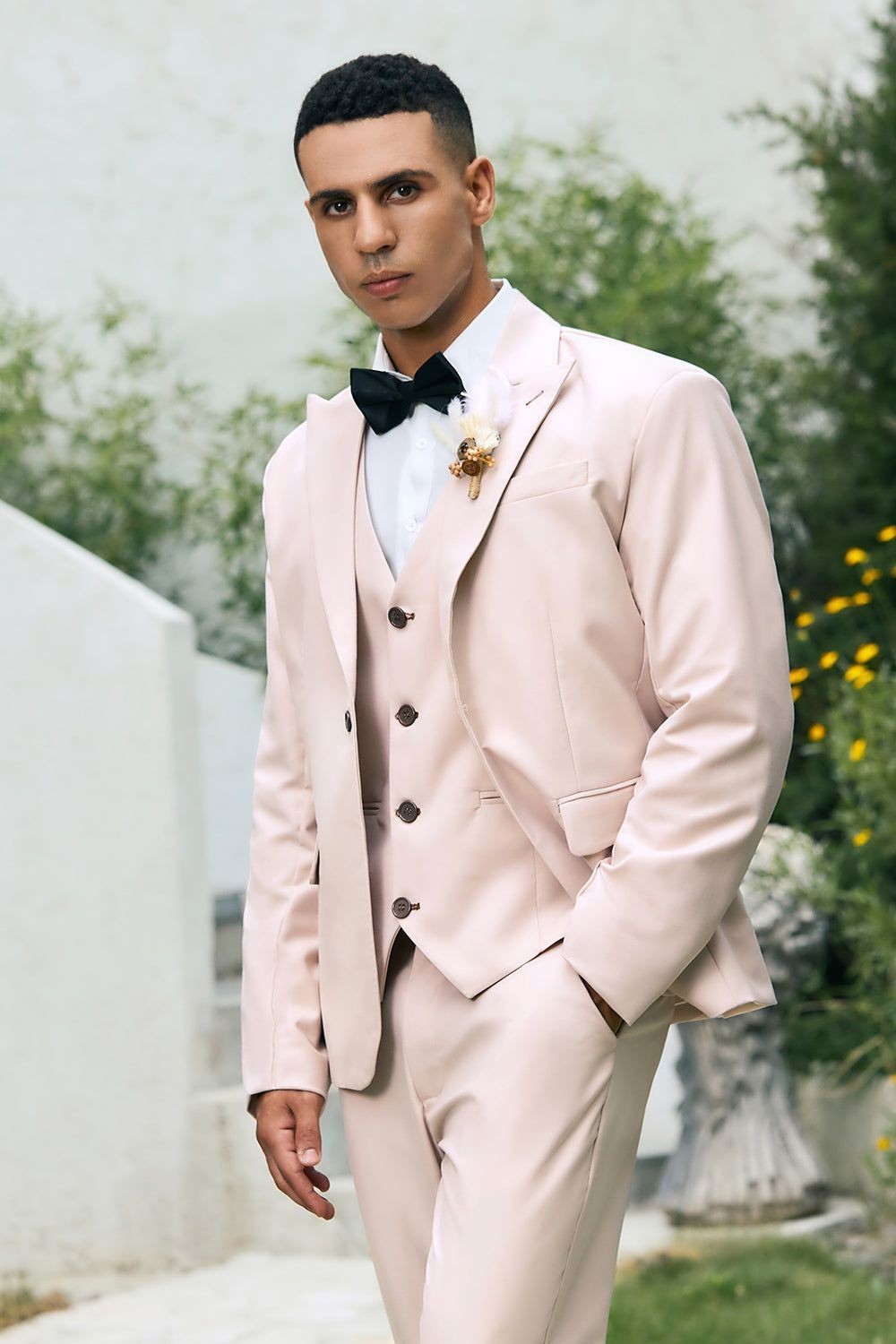 Beige Men’s Suits Business Formal Workwear Jacket Peak Lapel Dinner Party Coat