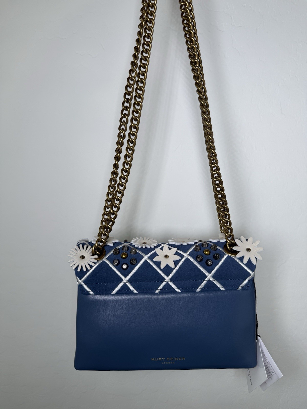 Kurt Geiger Mini Kensington Flowers Convertible Crossbody Bag blue multi NWT$245