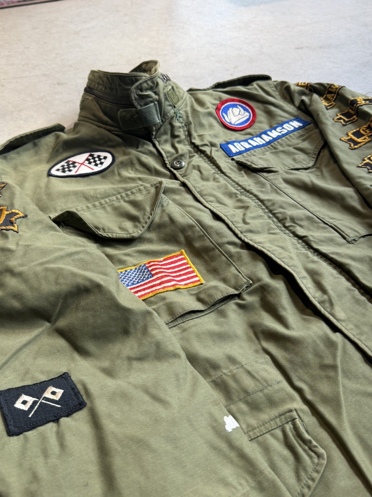 Vintage US Military M65 Field Jacket Coat Large Vietnam 60s70s USA Patchwork