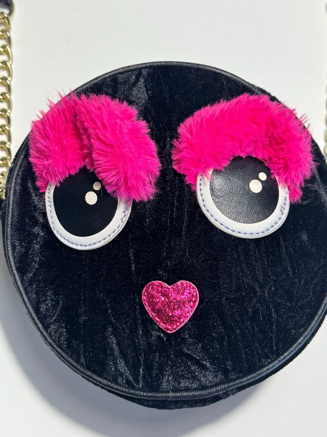Luv Betsey by Betsey Johnson Black Velvet Round Face Crossbody Bag