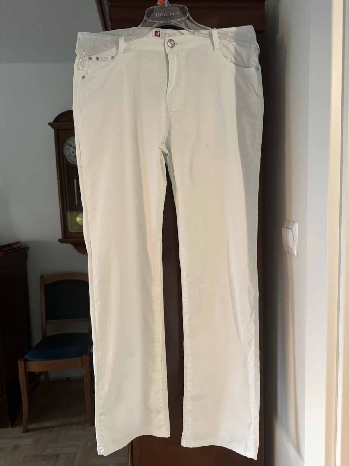 Sunbird women’s jeans cotton elastane summer with rhinestones XL/W/34 white