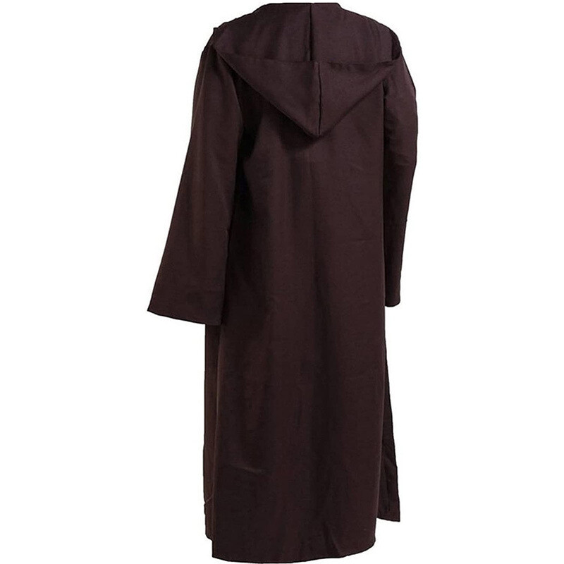 Mens Hooded Halloween Cloak Wizard Vampire Witch Robe Gothic Medieval Halloween