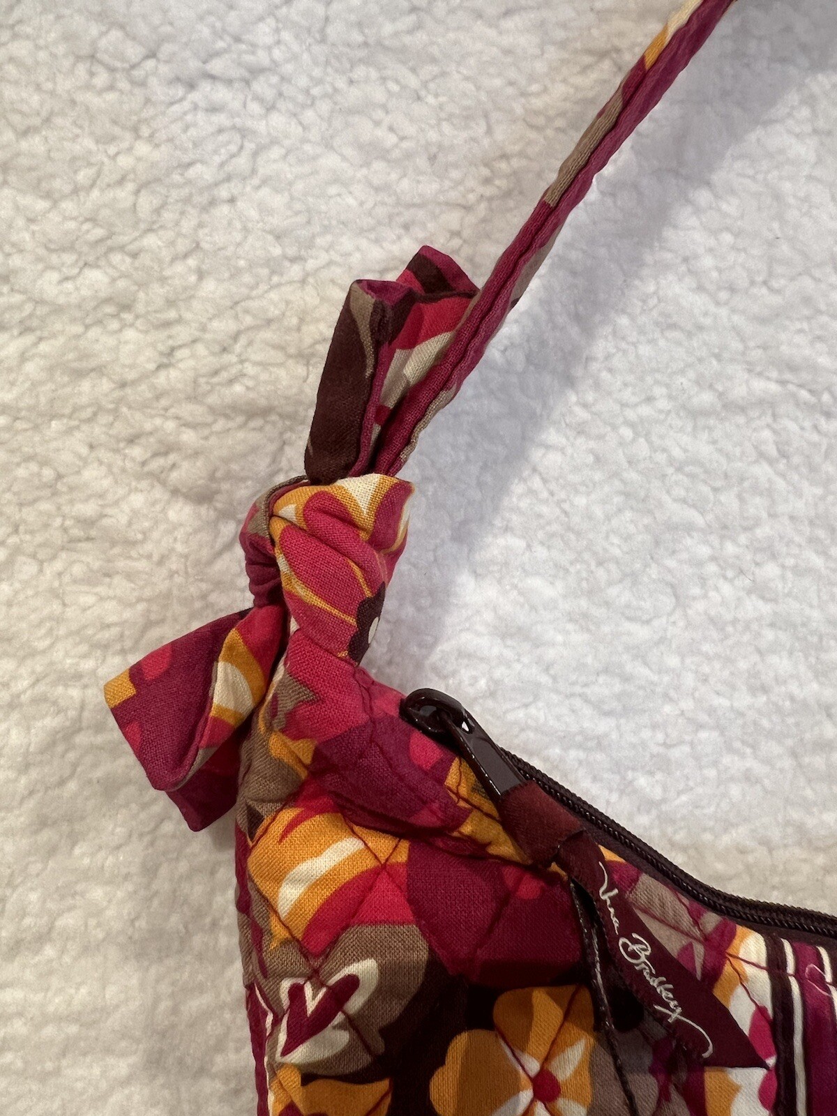 Vera Bradley Fuchsia Orange Tan Over The Shoulder Olivia Carnaby Purse Ret. 2009